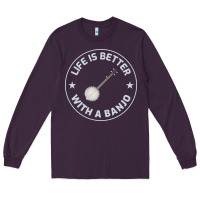 Plum Banjo Bluegrass Music Traditional Musician Funny Gift Long Sleeve Tee - artisFamous