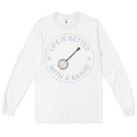 White Banjo Bluegrass Music Traditional Musician Funny Gift Long Sleeve Tee - artisFamous