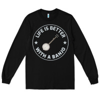 Black Banjo Bluegrass Music Traditional Musician Funny Gift Long Sleeve Tee - artisFamous