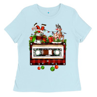 Baby Blue christmas cassette Ladies Tee - FaDigitalArtStudio