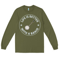 Army Green Banjo Bluegrass Music Traditional Musician Funny Gift Long Sleeve Tee - artisFamous