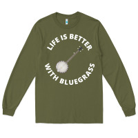 Army Green Banjo Bluegrass Music Traditional Musician Funny Gift Long Sleeve Tee - artisFamous