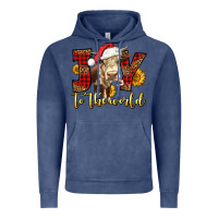Vintage Denim joy to the world christmas cow Vintage Hoodie - LillyAllenDesigns