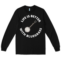 Black Banjo Bluegrass Music Traditional Musician Funny Gift Long Sleeve Tee - artisFamous