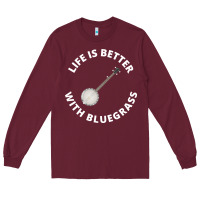 Burgundy Banjo Bluegrass Music Traditional Musician Funny Gift Long Sleeve Tee - artisFamous