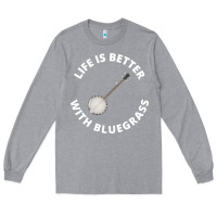Heather Grey Banjo Bluegrass Music Traditional Musician Funny Gift Long Sleeve Tee - artisFamous
