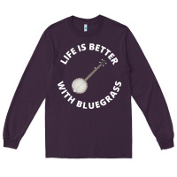 Plum Banjo Bluegrass Music Traditional Musician Funny Gift Long Sleeve Tee - artisFamous