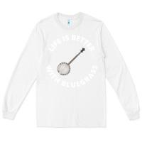 White Banjo Bluegrass Music Traditional Musician Funny Gift Long Sleeve Tee - artisFamous