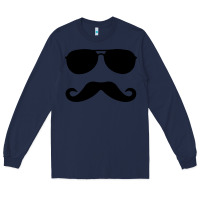 Navy moustache and sunglasses Long Sleeve Tee - artisFamous