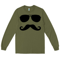 Army Green moustache and sunglasses Long Sleeve Tee - artisFamous