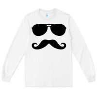 White moustache and sunglasses Long Sleeve Tee - artisFamous