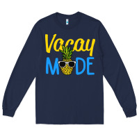 Navy vacay mode shirt pineapple Long Sleeve Tee - artisFamous