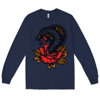 Navy the king cobra snake and rose Long Sleeve Tee - artisFamous