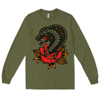 Army Green the king cobra snake and rose Long Sleeve Tee - artisFamous