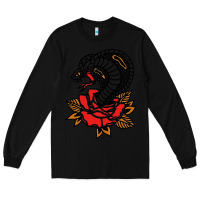 Black the king cobra snake and rose Long Sleeve Tee - artisFamous