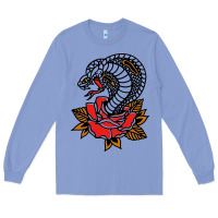 Colony Blue the king cobra snake and rose Long Sleeve Tee - artisFamous