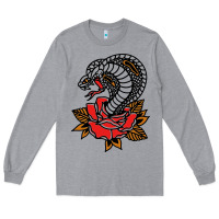 Heather Grey the king cobra snake and rose Long Sleeve Tee - artisFamous