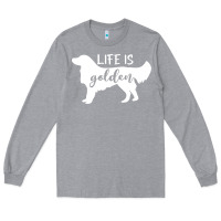 Heather Grey golden retriever - life is golden white Long Sleeve Tee - artisFamous