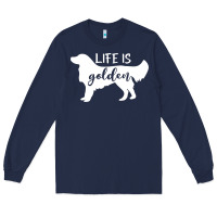 Navy golden retriever - life is golden white Long Sleeve Tee - artisFamous