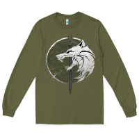 Army Green Witcher Wolf Long Sleeve Tee - artisFamous