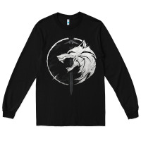 Black Witcher Wolf Long Sleeve Tee - artisFamous