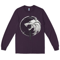 Plum Witcher Wolf Long Sleeve Tee - artisFamous