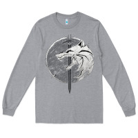 Heather Grey Witcher Wolf Long Sleeve Tee - artisFamous