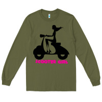 Army Green scooter girl Long Sleeve Tee - artisFamous