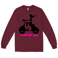 Burgundy scooter girl Long Sleeve Tee - artisFamous