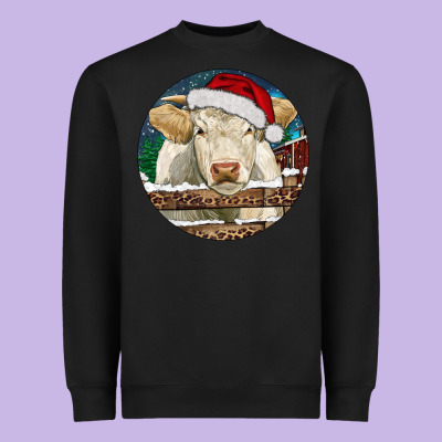 Charolais Cow Christmas Heavyweight Sweatshirt Designed By Ranaportraitstore
