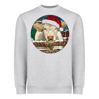 Heather Grey Charolais Cow Christmas Heavyweight Sweatshirt - RanaPortraitStore