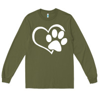 Army Green dog dad mom puppy shirt love dogs paw print heart women men  shirt Long Sleeve Tee - artisFamous