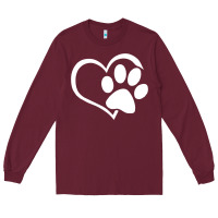 Burgundy dog dad mom puppy shirt love dogs paw print heart women men  shirt Long Sleeve Tee - artisFamous