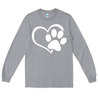 Heather Grey dog dad mom puppy shirt love dogs paw print heart women men  shirt Long Sleeve Tee - artisFamous