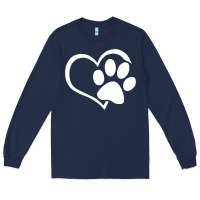 Navy dog dad mom puppy shirt love dogs paw print heart women men  shirt Long Sleeve Tee - artisFamous