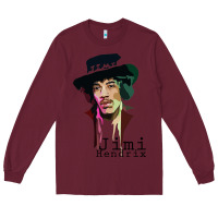 Burgundy jimi hendrix Long Sleeve Tee - artisFamous