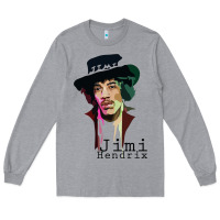 Heather Grey jimi hendrix Long Sleeve Tee - artisFamous