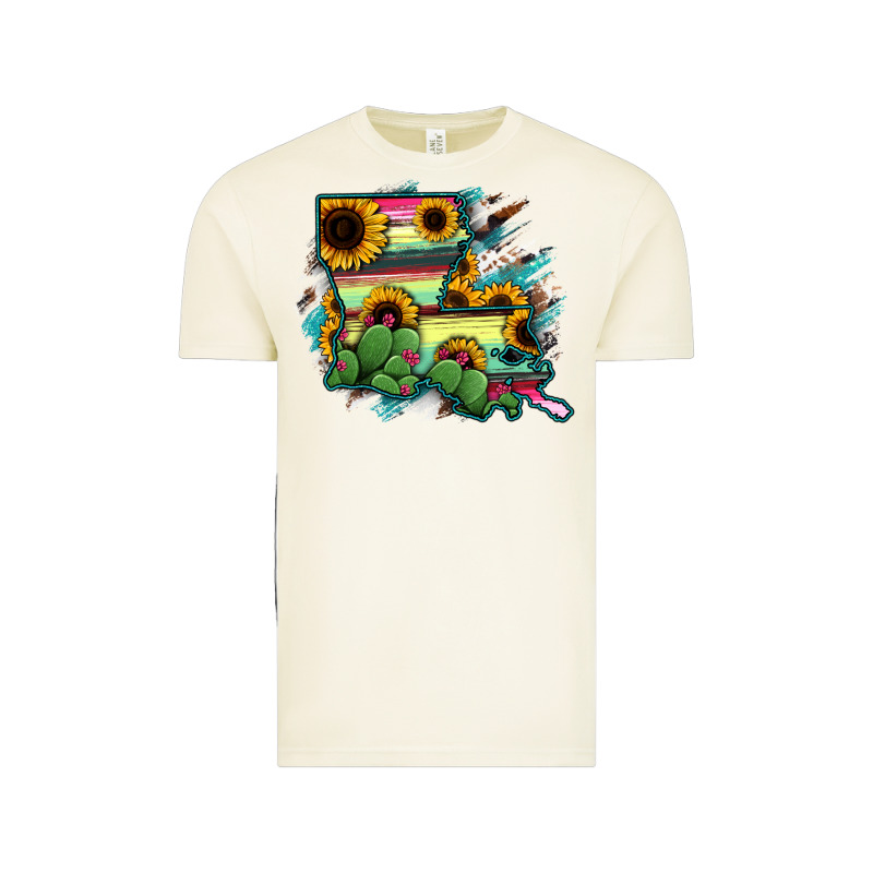 Louisiana Map Sunflower Cactus Serape Vintage Tee by RanaPortraitStore | Teevron