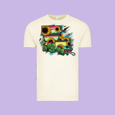 Louisiana Map Sunflower Cactus Serape Vintage Tee Designed By Ranaportraitstore