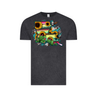 Vintage Black Louisiana Map Sunflower Cactus Serape Vintage Tee - RanaPortraitStore