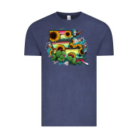 Vintage Denim Louisiana Map Sunflower Cactus Serape Vintage Tee - RanaPortraitStore