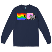 Navy Nyan Cat Long Sleeve Tee - artisFamous