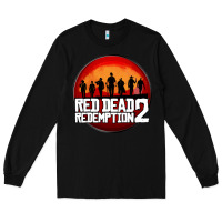 Black Red Dead Redemption 2 Red Moon Cowboy Long Sleeve Tee - artisFamous