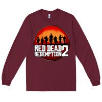 Burgundy Red Dead Redemption 2 Red Moon Cowboy Long Sleeve Tee - artisFamous