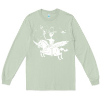 Matcha alien riding unicorn  cool ufo cowboy Long Sleeve Tee - artisFamous