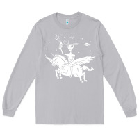 Moon Dust alien riding unicorn  cool ufo cowboy Long Sleeve Tee - artisFamous