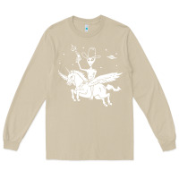 Mushroom alien riding unicorn  cool ufo cowboy Long Sleeve Tee - artisFamous
