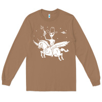 Toasted Coconut alien riding unicorn  cool ufo cowboy Long Sleeve Tee - artisFamous