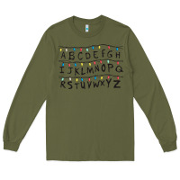 Army Green Stranger Lights Alphabet Long Sleeve Tee - artisFamous