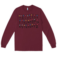 Burgundy Stranger Lights Alphabet Long Sleeve Tee - artisFamous